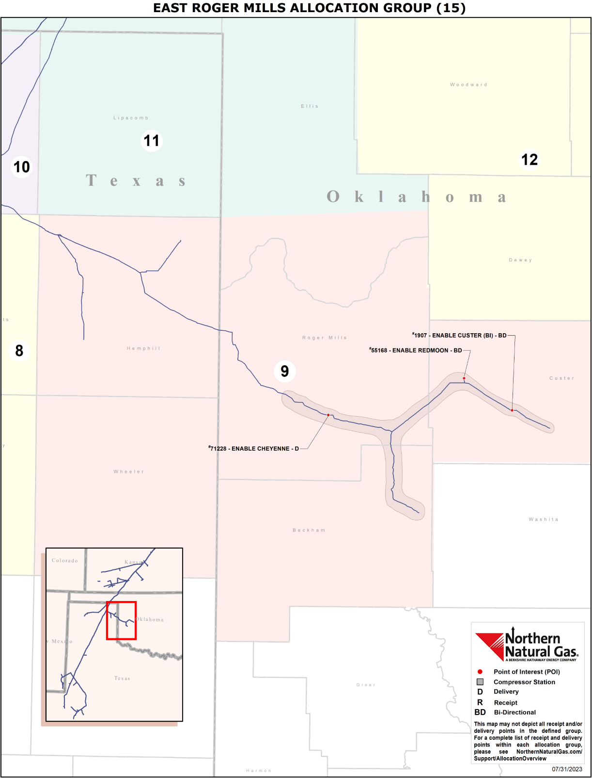 (15) East Roger Mills Allocation Group Map