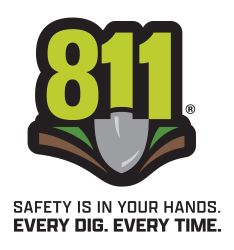 Safety is in your hands. Every dig. Every time. Call 811 logo.