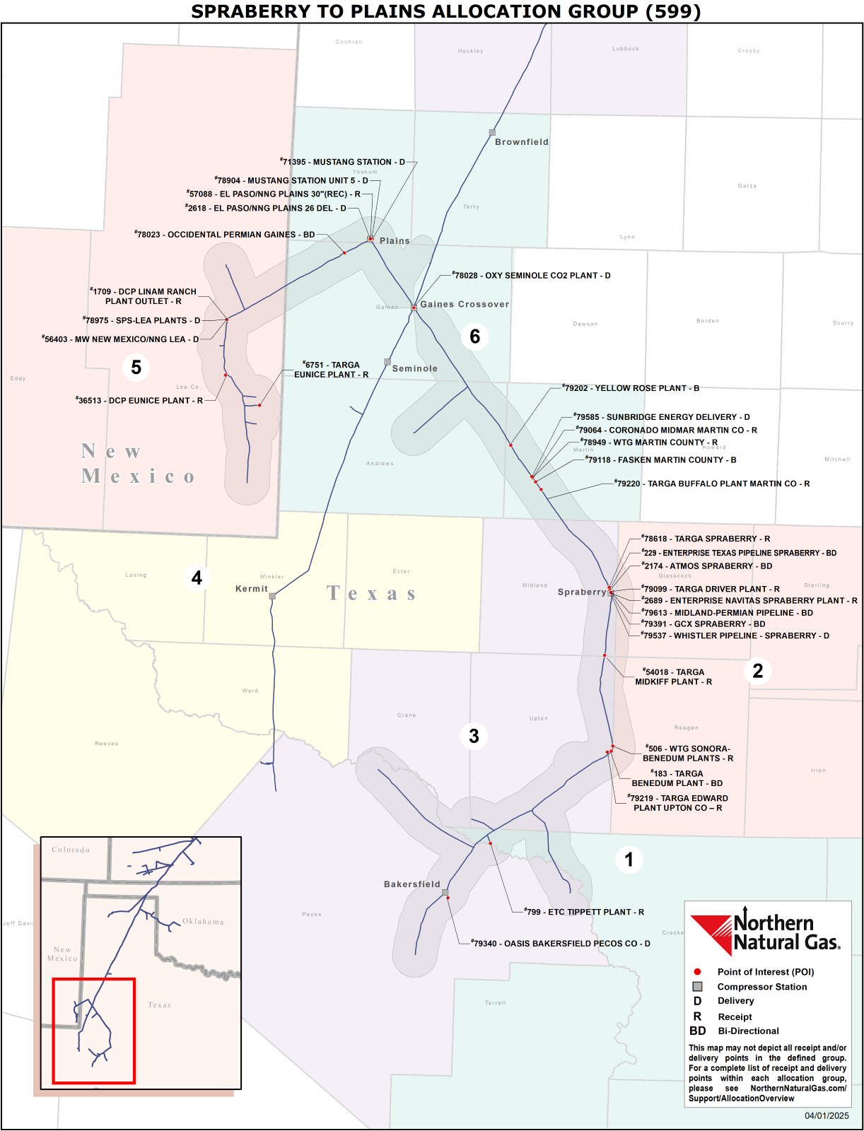 (599) Spraberry to Plains Allocation Group map