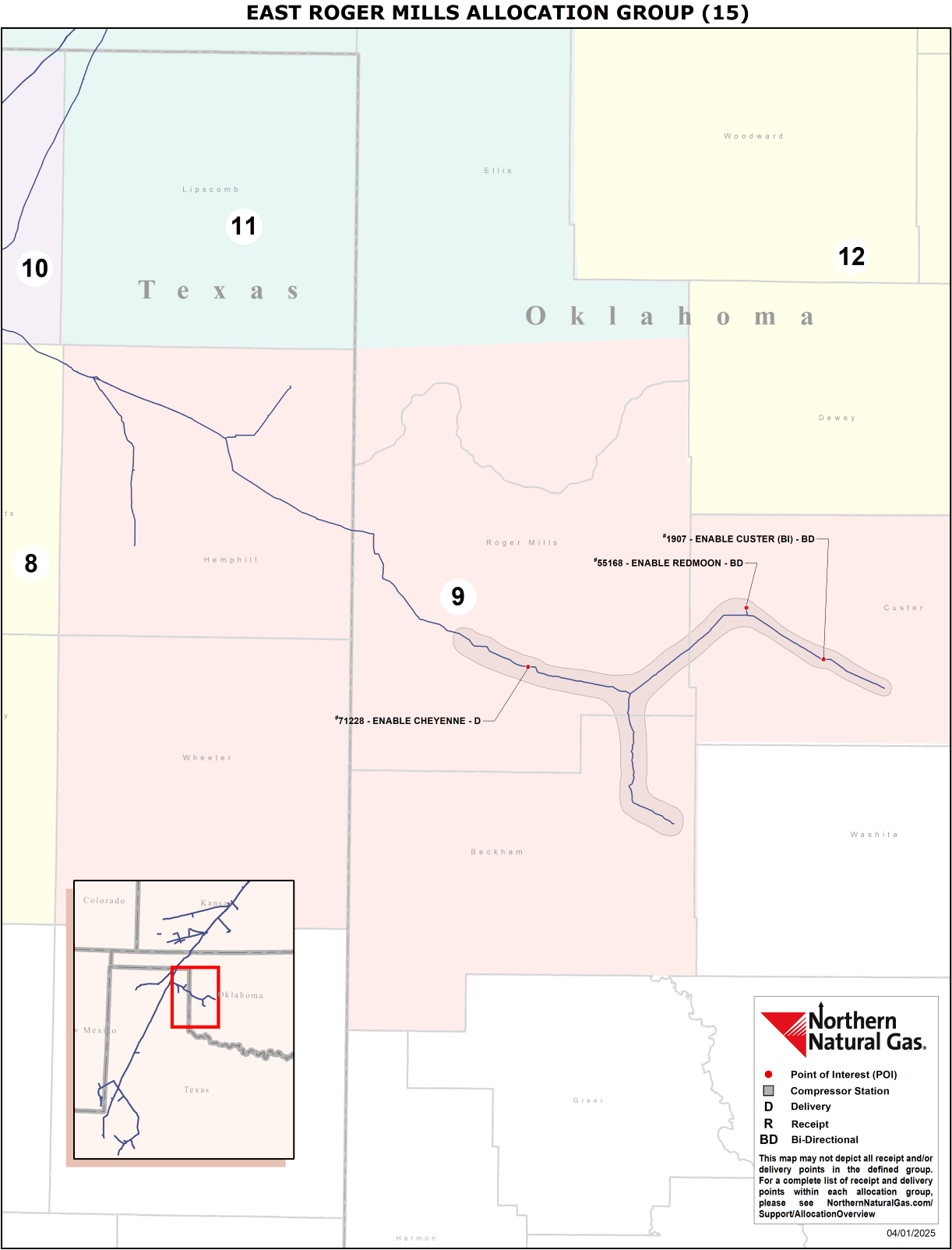 (15) East Roger Mills Allocation Group Map