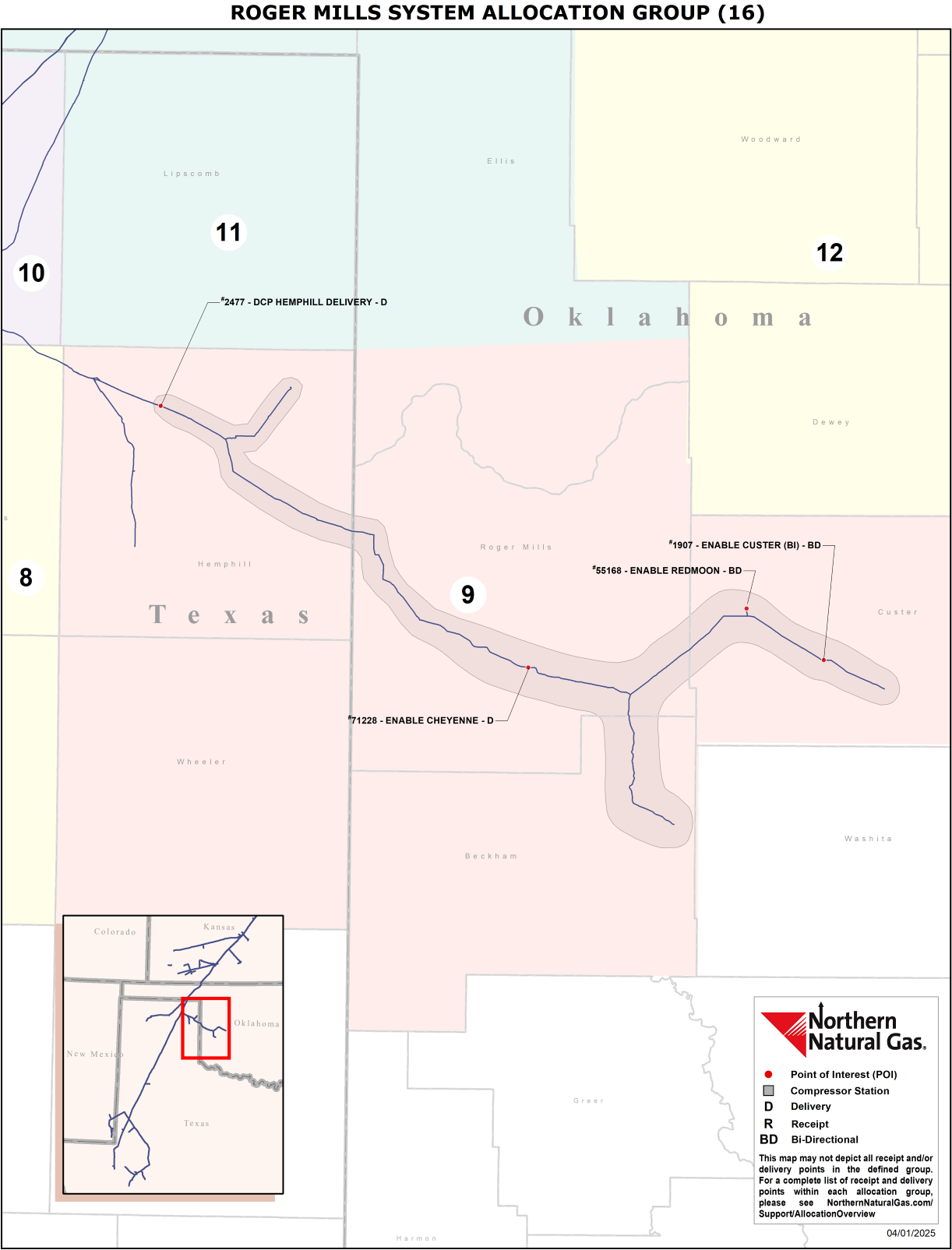 Roger Mills System Allocation Group Map