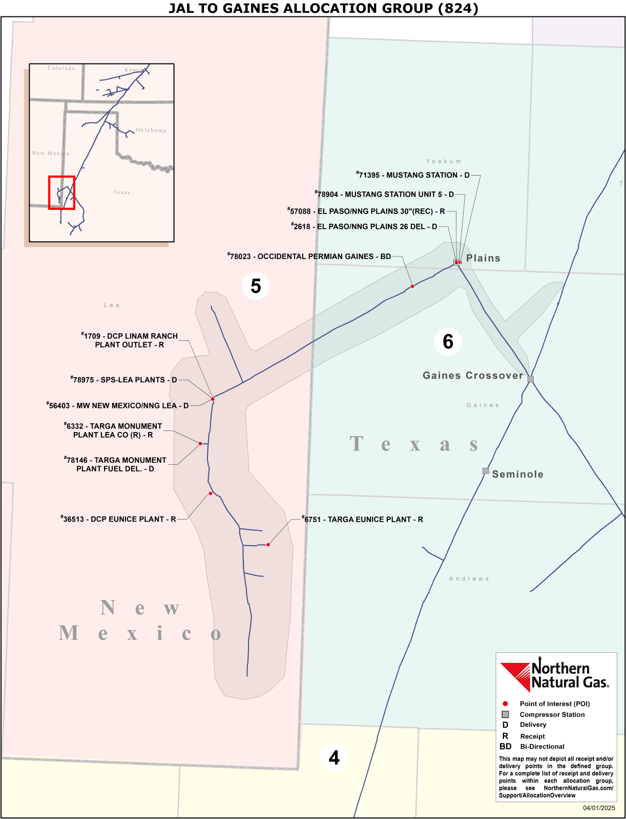 (824) Jal to Gaines Allocation Group Map