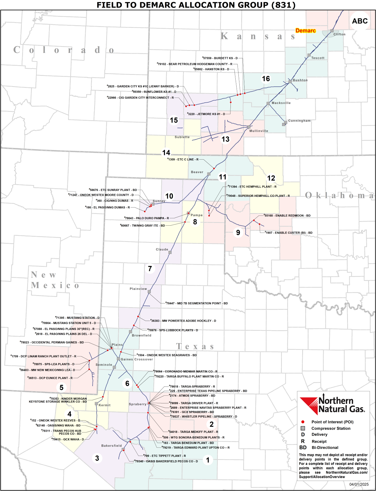 (831) Field to Demarc Allocation Map