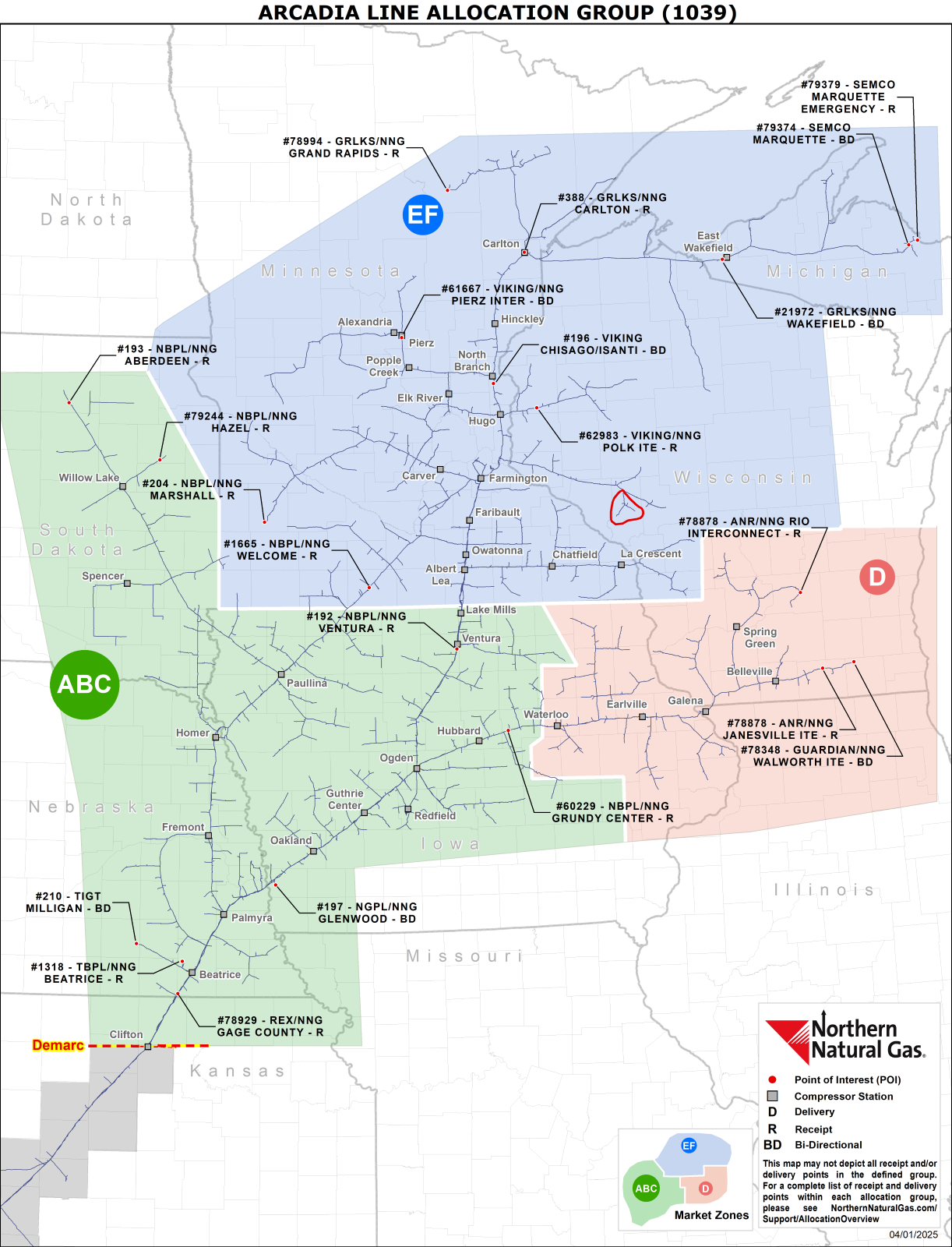 1039 Arcadia Line Allocation Group Map