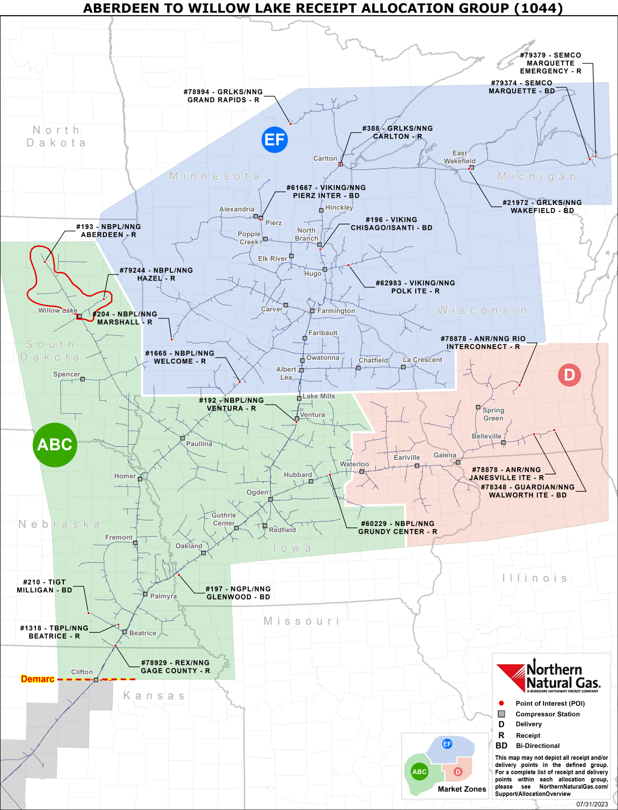 (1044) Aberdeen to Willow Lake Allocation Group Map