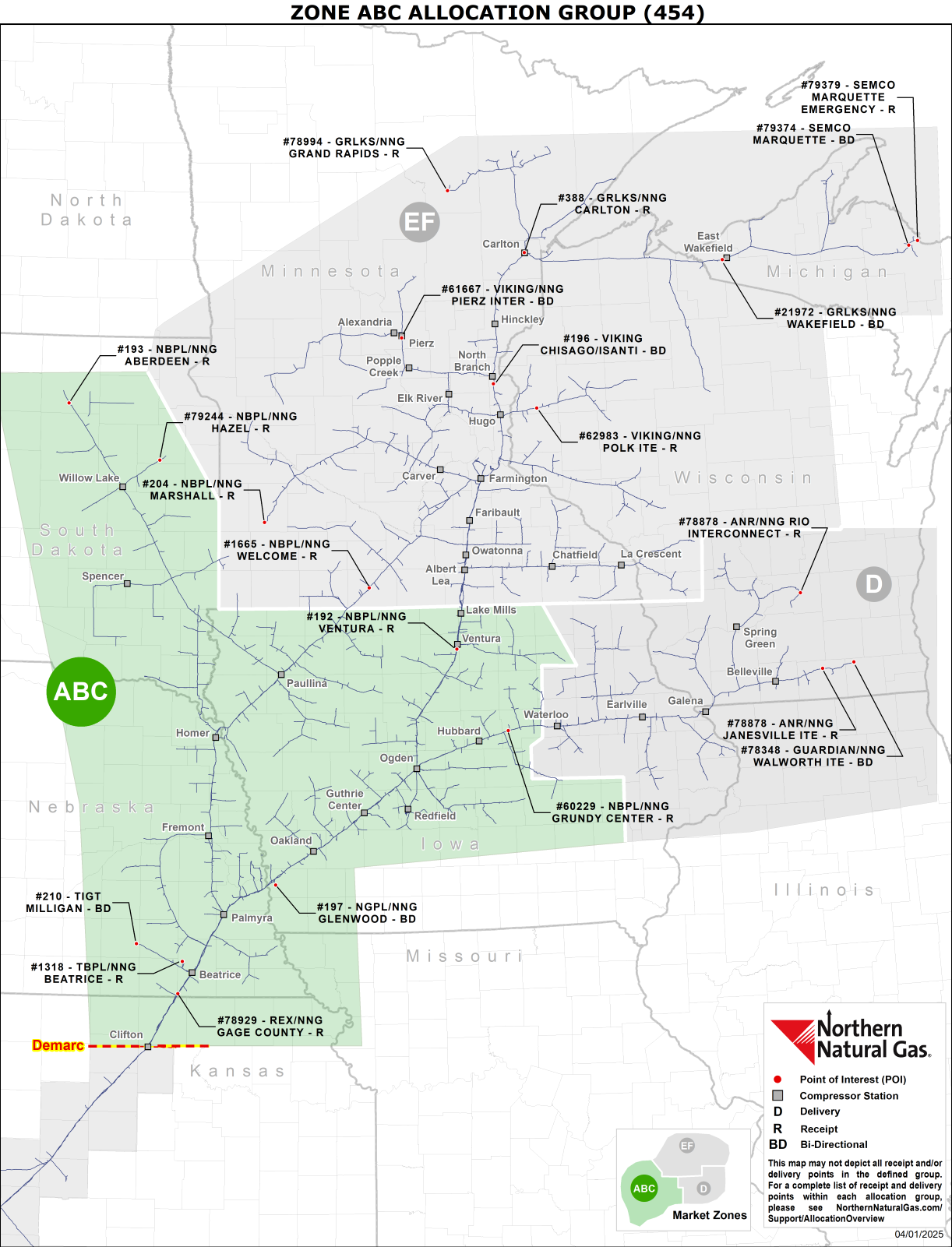 454 Zone ABC Allocation Group Map