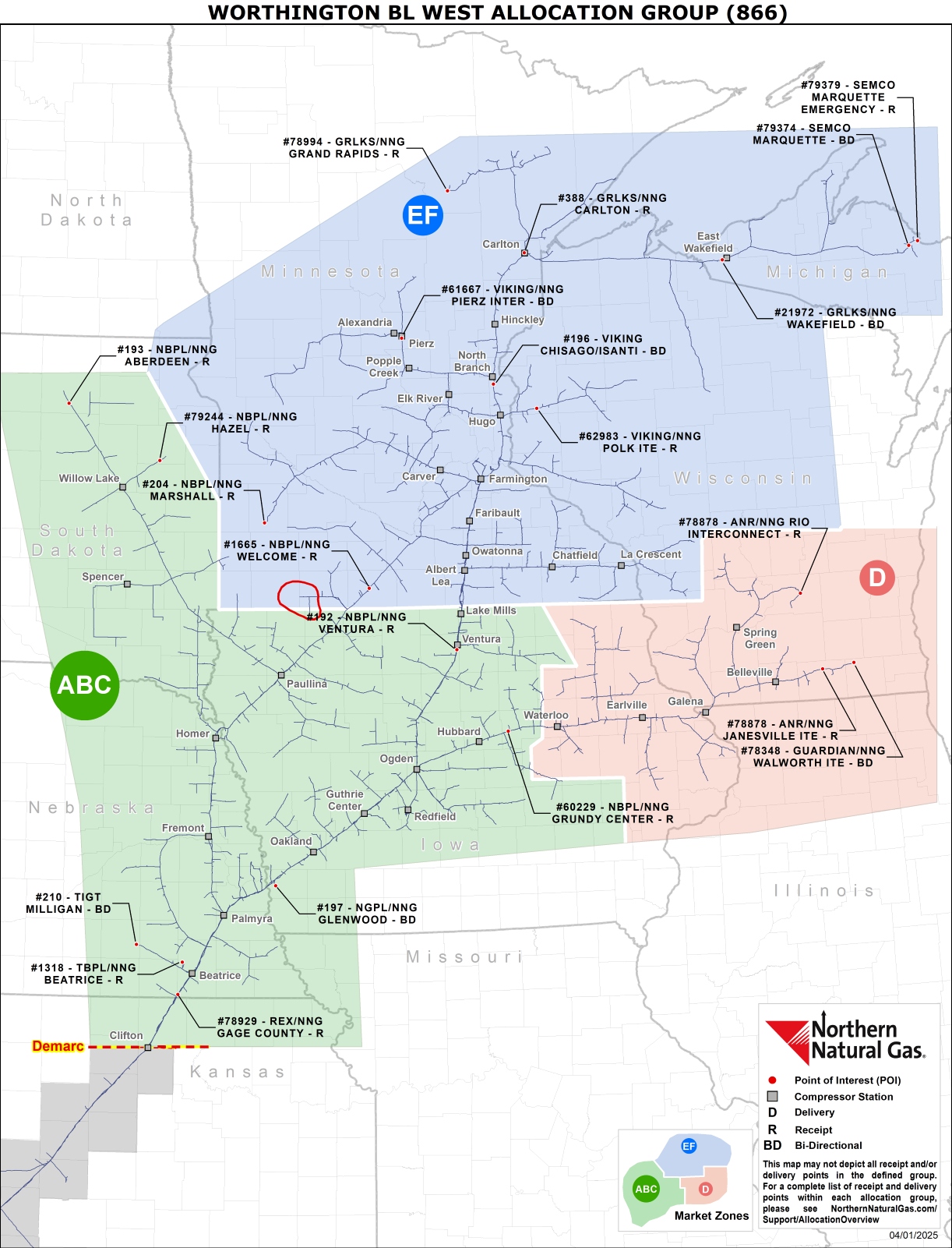 (866) Worthington Branch Line West Allocation Group Map